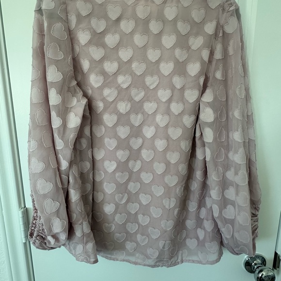 Vine & Love Purple Heart Pattern V-Neck long sleeve  Blouse - Picture 3 of 3